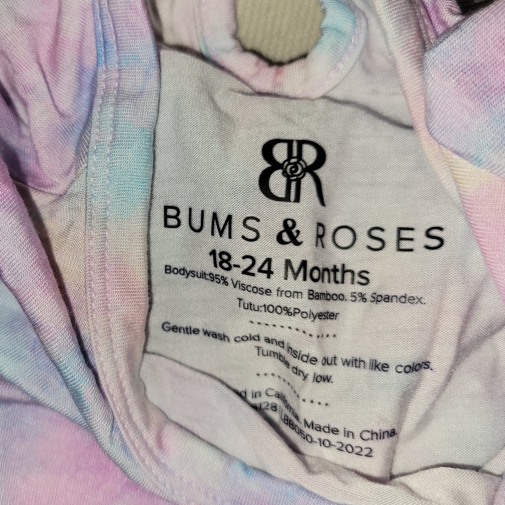 Bums And Roses Pastel Watercolor Bamboo Tutu Dress Size 18-24M - Picture 5 of 5